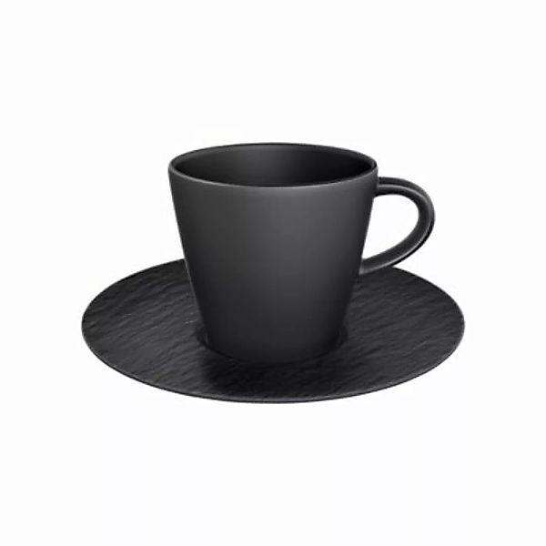 Villeroy & Boch Manufacture Rock Kaffeetasse mit Untertasse schwarz Tassen günstig online kaufen