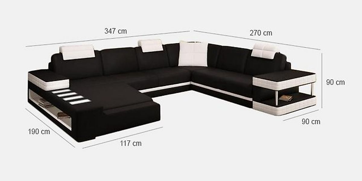 Xlmoebel Ecksofa Großes Wohnensemble in U-Form Ledercouch Polsterecke Sitzl günstig online kaufen