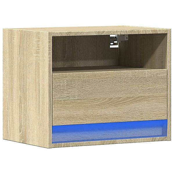 vidaXL Nachttisch Wand-Nachttisch mit LED-Leuchten Sonoma-Eiche günstig online kaufen