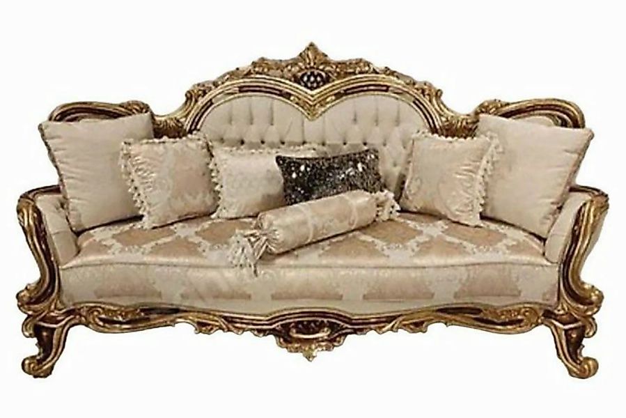 Xlmoebel Sofa Barock Sofa Chesterfield in Beige mit Platz für drei Personen günstig online kaufen