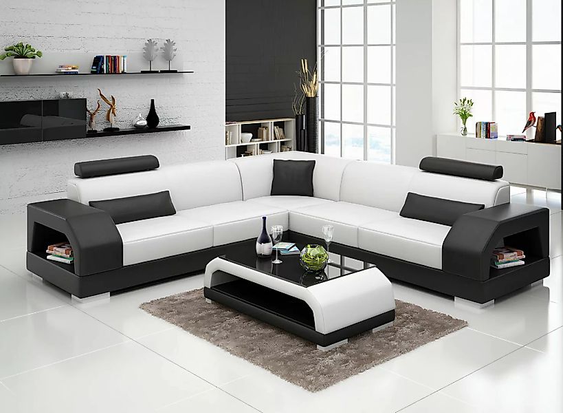 Xlmoebel Ecksofa Modernes Ecksofa aus Leder mit USB-Anschluss für die Wohnl günstig online kaufen