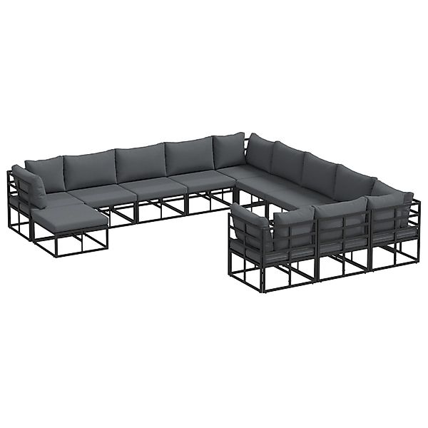 vidaXL Garten-Sofa-Set 12-Tlg Schwarz Aluminium 3378942 günstig online kaufen
