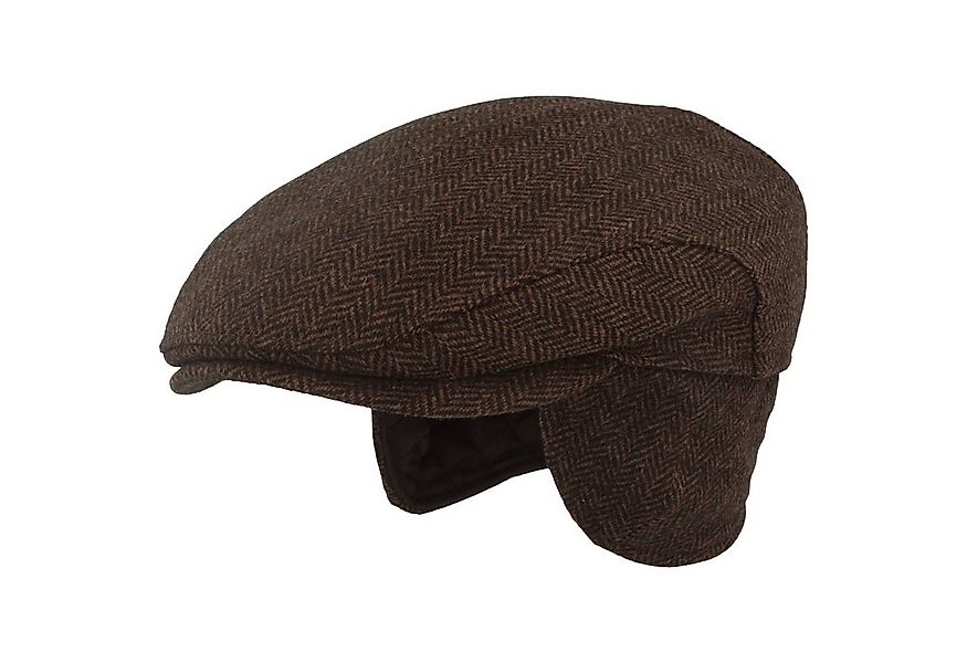 Breiter Schiebermütze einteilig mit Ohrenschutz und Fischgratmuster günstig online kaufen