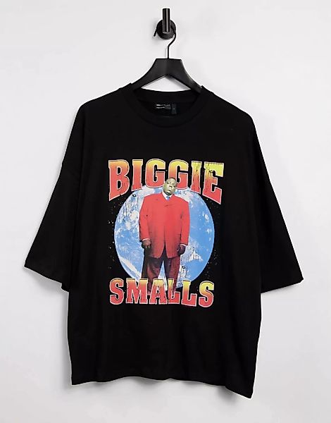 ASOS DESIGN – Biggie Smalls – Schwarzes Oversize-T-Shirt mit Print günstig online kaufen