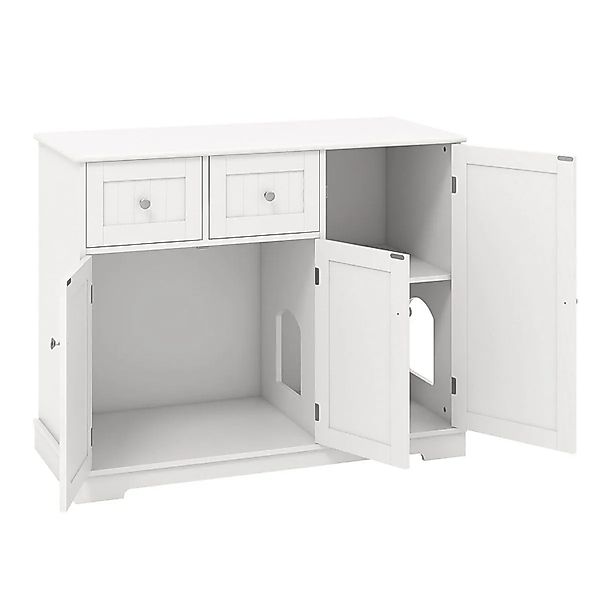 Costway Katzenschrank für Katzentoilette Weiß 100 x 45 x 80 cm günstig online kaufen