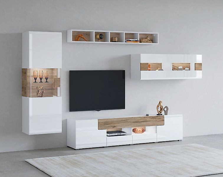 INOSIGN Wohnwand "Toledo,Breite 391cm stilvolle Mediawand ohne Beleuchtung" günstig online kaufen