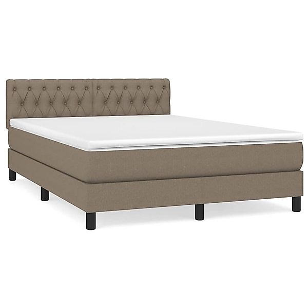 vidaXL Boxspringbett Boxspringbett mit Matratze Taupe 140x200 cm Stoff Bett günstig online kaufen