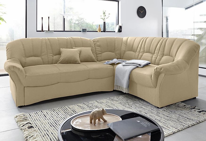 DOMO collection Ecksofa "Bahia, zeitlos und elegant, bequeme Armlehnen, L-F günstig online kaufen