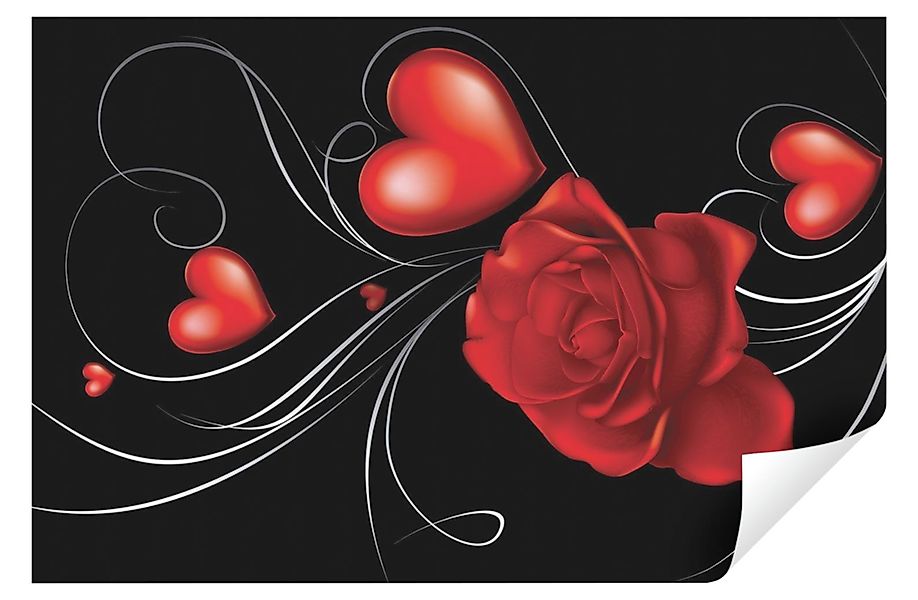 Wallarena Fototapete Blumen Abstrakt Herz Schwarz günstig online kaufen
