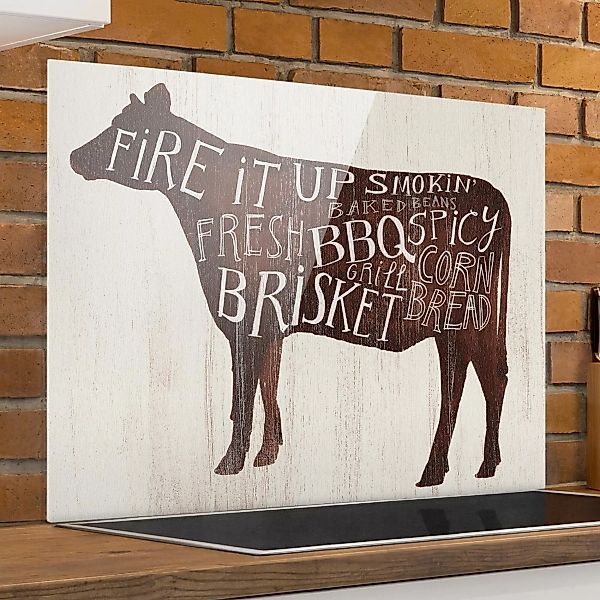 Spritzschutz Bauernhof BBQ - Kuh günstig online kaufen
