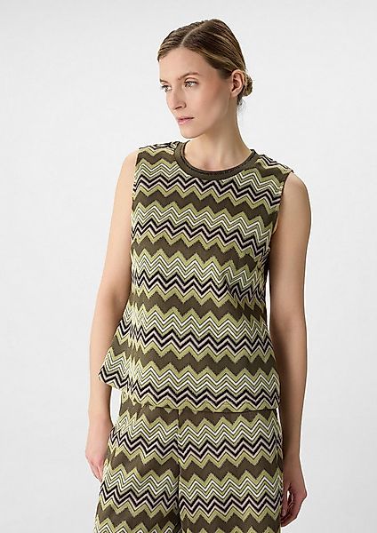 comma Muskelshirt T-Shirt Stricktop mit Zick-Zack-Muster günstig online kaufen