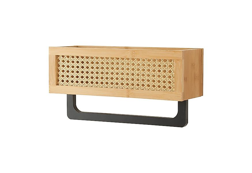 en.casa Badregal, »Tervola« mit Handtuchstange Bambus 36x13x19 cm Rattanopt günstig online kaufen