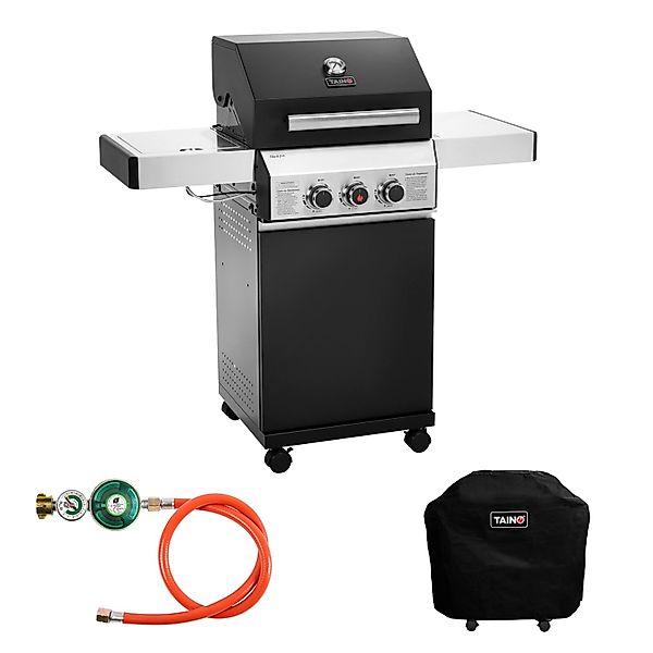 Taino Black 2+1 Gasgrill Im Praktischen Set Mit Abdeckhaube Und Gasdruckmin günstig online kaufen