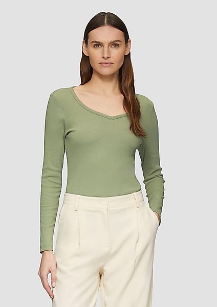 s.Oliver Langarmshirt T-Shirt Feines Jersey-Longsleeve mit Rippstruktur günstig online kaufen