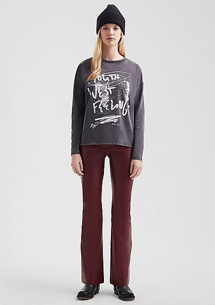 QS Chinos Hose Flared Leg Pants in Lederoptik günstig online kaufen