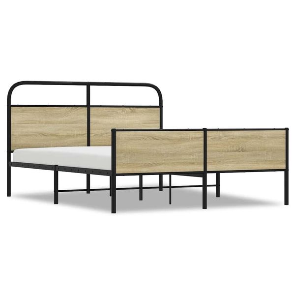 vidaXL Bett Metallbett ohne Matratze Sonoma-Eiche günstig online kaufen
