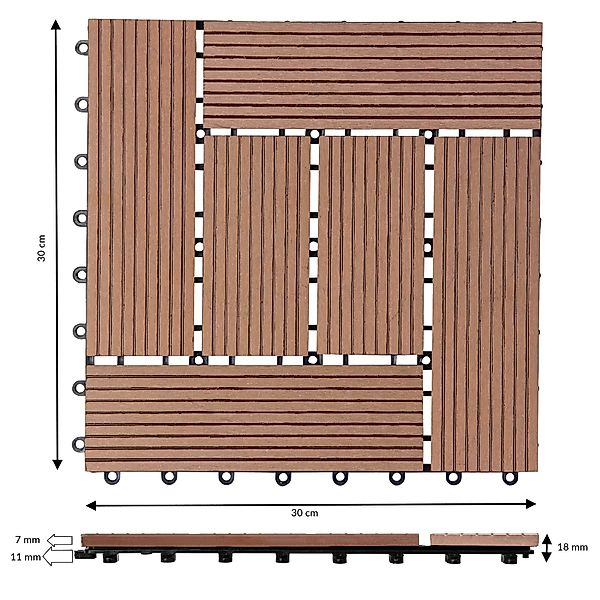 Casaria Holzfliesen 22x Klassik Terrakotta, Terrassenfliesen günstig online kaufen