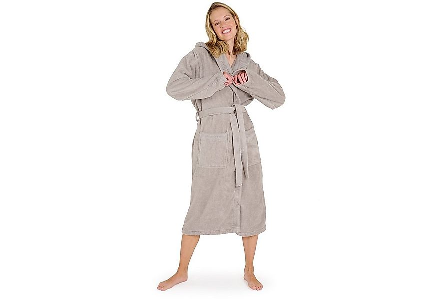Blumtal Bademantel Damen, mit gefütterter Kapuze, Baumwolle, und samtigen F günstig online kaufen