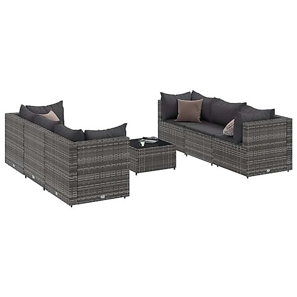 vidaXL 7-Tlg Garten-Lounge-Set mit Kissen Grau Poly Rattan 3308026 günstig online kaufen
