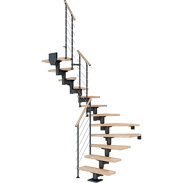 Dolle Mittelholmtreppe Cork Buche Anthrazit GH b. 292cm 1/2 Gewendelt 75cm günstig online kaufen