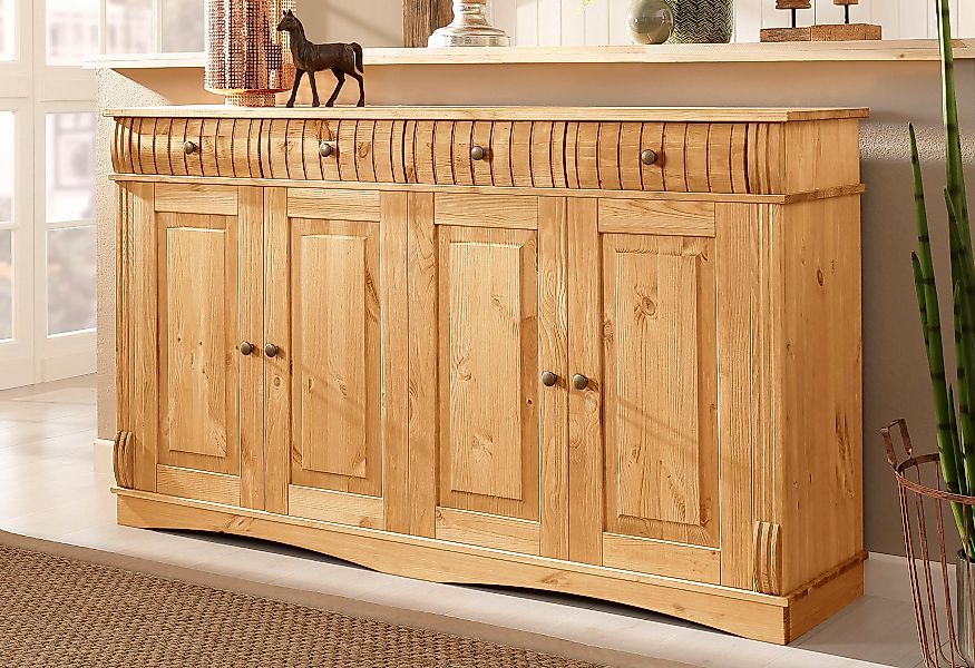 Home affaire Sideboard "Teresa", Kommode, 4-türig, Breite 152 cm, aus massi günstig online kaufen