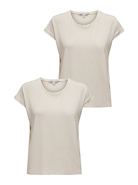 ONLY T-Shirt 2er-SET Rundhalsausschnitt, Modische Glitzer Naht Textur (2-tl günstig online kaufen