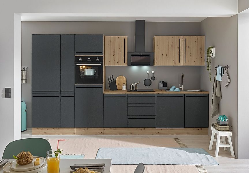 KOCHSTATION Küchenzeile Florida, Breite 370 cm, wahlweise mit E-Geräten,Sof günstig online kaufen