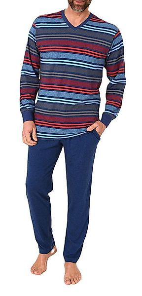 Normann Pyjama Herren Schlafanzug mit Bündchen in Streifenoptik - auch in Ü günstig online kaufen