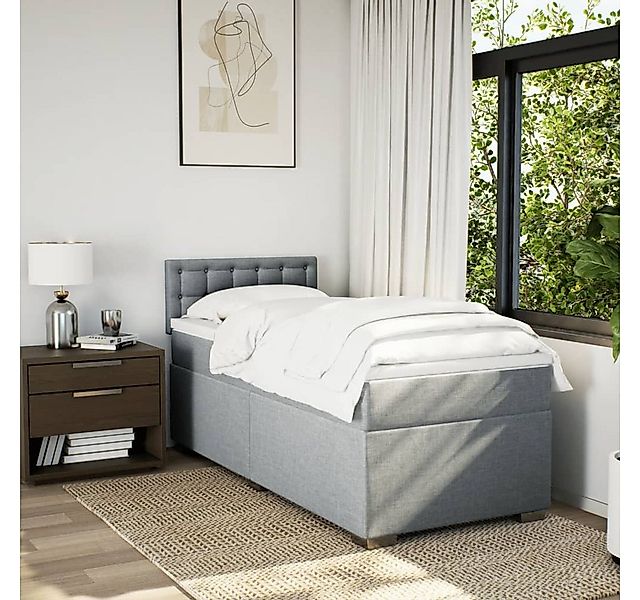 vidaXL Bett Boxspringbett mit Matratze Hellgrau 90x190 cm Stoff günstig online kaufen