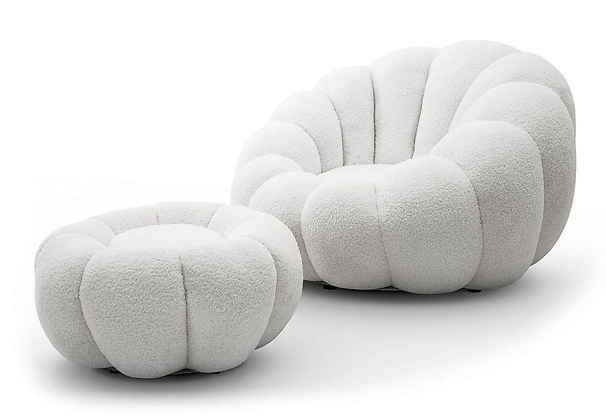 Lookway Drehsessel FLUFFY mit Fußhocker Bequemer Relaxsessel für Wohnzimmer günstig online kaufen