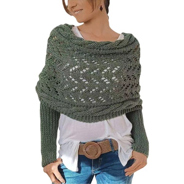 Refttenw Schal mit Ärmeln Damen WickelPullover günstig online kaufen