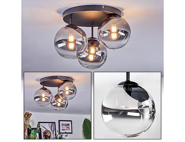 hofstein Deckenleuchte Deckenlampe aus Metall/Glas in Schwarz/Rauchfarben/K günstig online kaufen