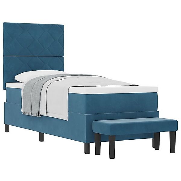 vidaXL Bett Boxspringbett mit Matratze & Bank Dunkelblau 80x200 cm Samt (2- günstig online kaufen