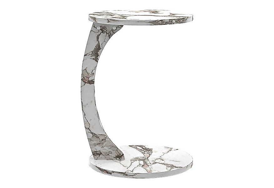 en.casa Beistelltisch, »Holeby« C-Form mit 4 Rollen rund 56xØ38 cm Marmorop günstig online kaufen