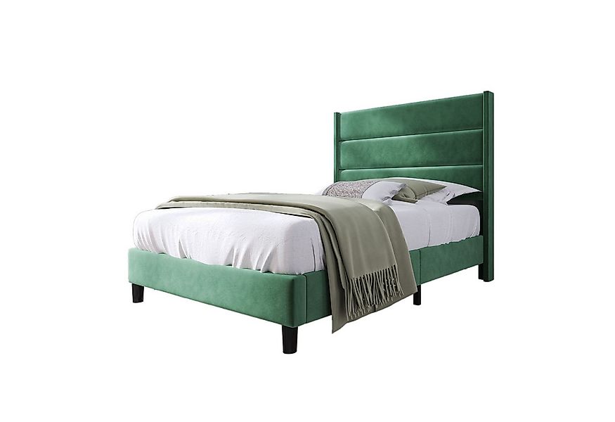 Flieks Polsterbett, Holzbett Einzelbett mit Lattenrost Samt 90x200cm günstig online kaufen