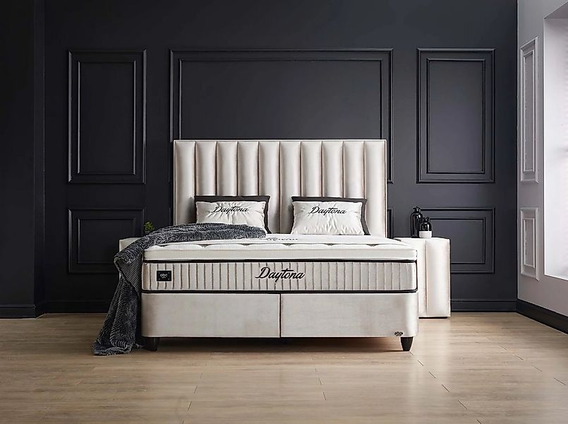 abc bedding Boxspringbett DAYTONA Voll-orthopädisches Komfortbett in Hell B günstig online kaufen