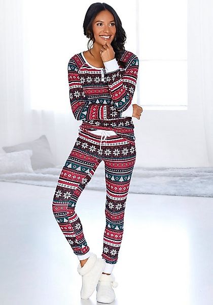 LASCANA Pyjama (2 tlg) mit weihnachtlichem Muster günstig online kaufen
