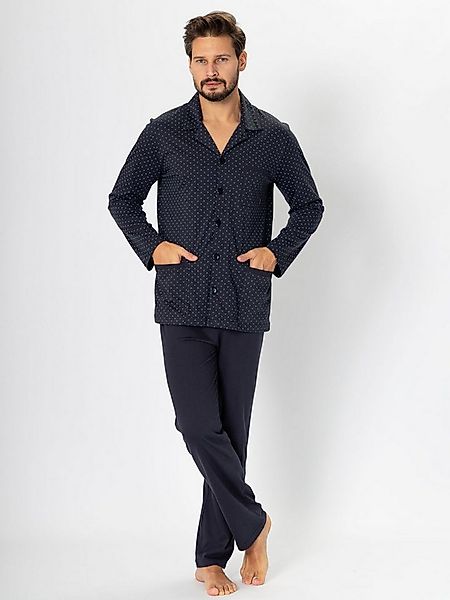 HOTBERG Pyjama klassischer Herren-Schlafanzug (2 tlg) mit Knopfleiste und R günstig online kaufen