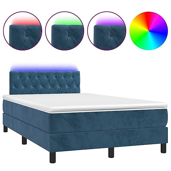 vidaXL Boxspringbett mit Matratze & LED Dunkelblau 120x200 cm Samt 3134577 günstig online kaufen