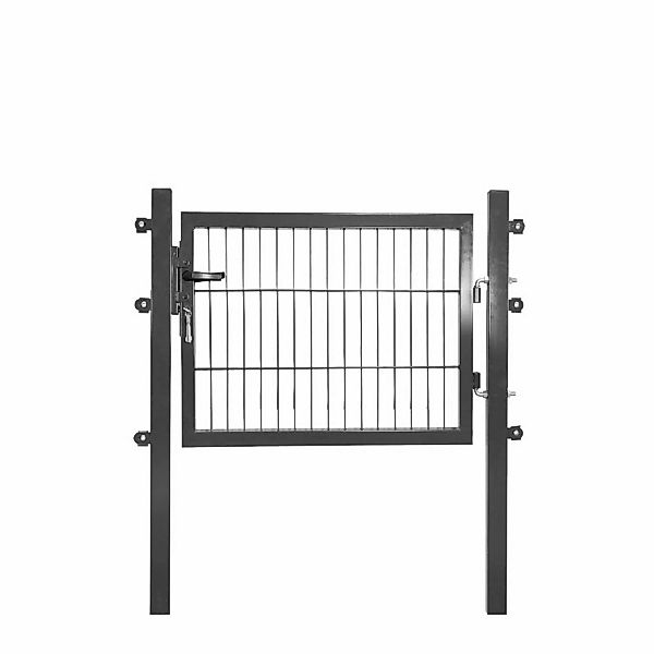 Solid Einzeltor Stahl Anthrazit mit Füllung für Stabmatte 75 cm x 100 cm günstig online kaufen