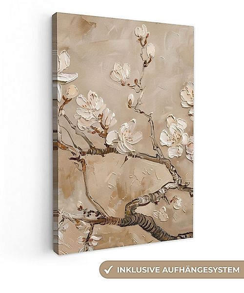 OneMillionCanvasses® Leinwandbild Blumen - Modern - Beige - Weiß - Blüte, F günstig online kaufen