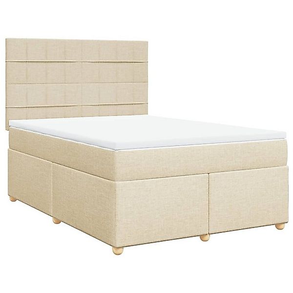 vidaXL Bett Boxspringbett mit Matratze Creme 160x200 cm Stoff günstig online kaufen