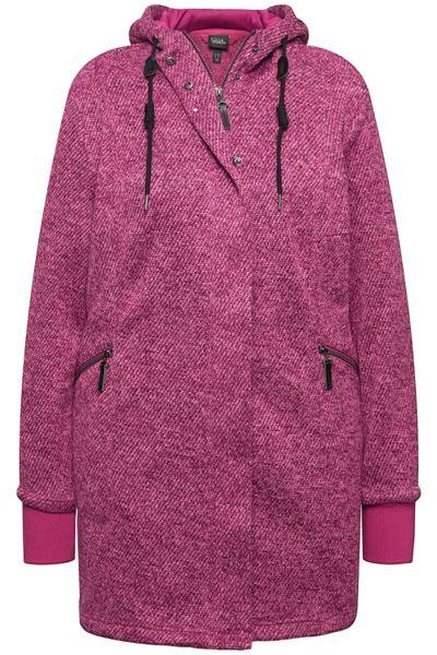 Ulla Popken Sommerjacke Strickfleece-Jacke Kapuze 2-Wege-Zipper günstig online kaufen