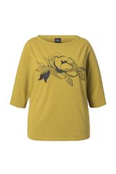 Ulla Popken Longsleeve Shirt Blüte U-Boot-Ausschnitt günstig online kaufen