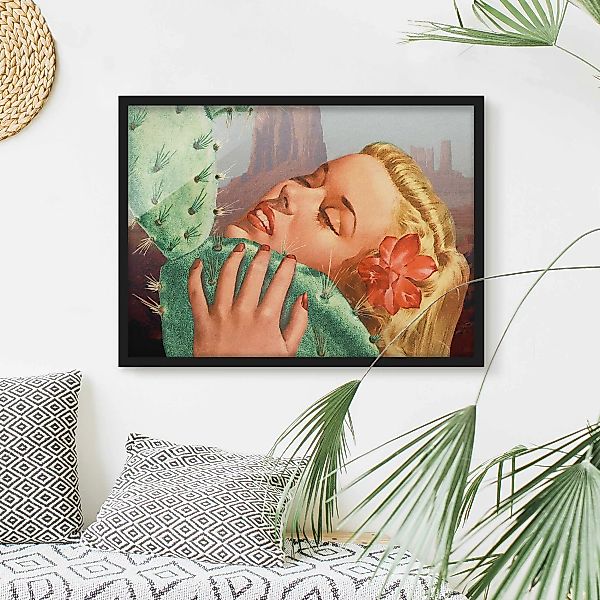 Bild mit Rahmen Kaktus-Liebe günstig online kaufen