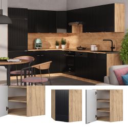 Vicco Eckhängeschrank Fame-Line, Schwarz gestreift/Goldkraft Eiche, günstig online kaufen