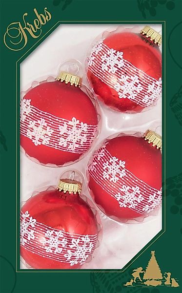 Krebs Glas Lauscha Weihnachtsbaumkugel "Schneekristall, Weihnachtsdeko rot, günstig online kaufen