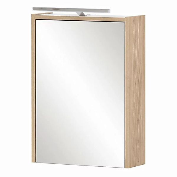 Lomadox Spiegelschrank ESPOO-80 Eiche hell, 1 Tür, Beleuchtung, 43,5 cm bre günstig online kaufen