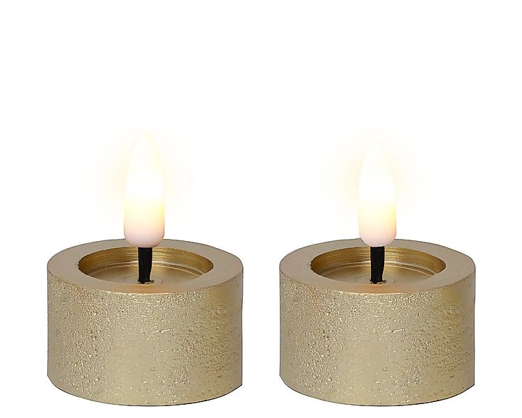 Lumineo LED-Kerze, LED Teelichter mit Timer 4,4x5cm Wachs Gold / Warmweiß 2 günstig online kaufen
