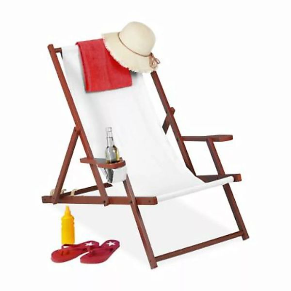 relaxdays Liegestuhl Holz Stoff weiß günstig online kaufen
